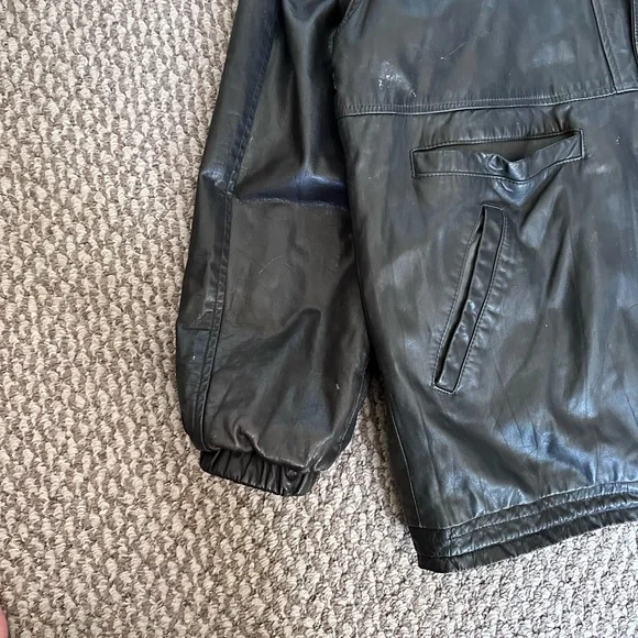 Vintage Black Leather Jacket Saks Fifth Avenue USA Talon Zip Men’s L